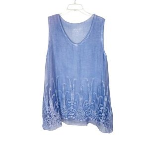 Soft Surroundings Silk Romance Tunic Sleeveless Blouse Embroidered